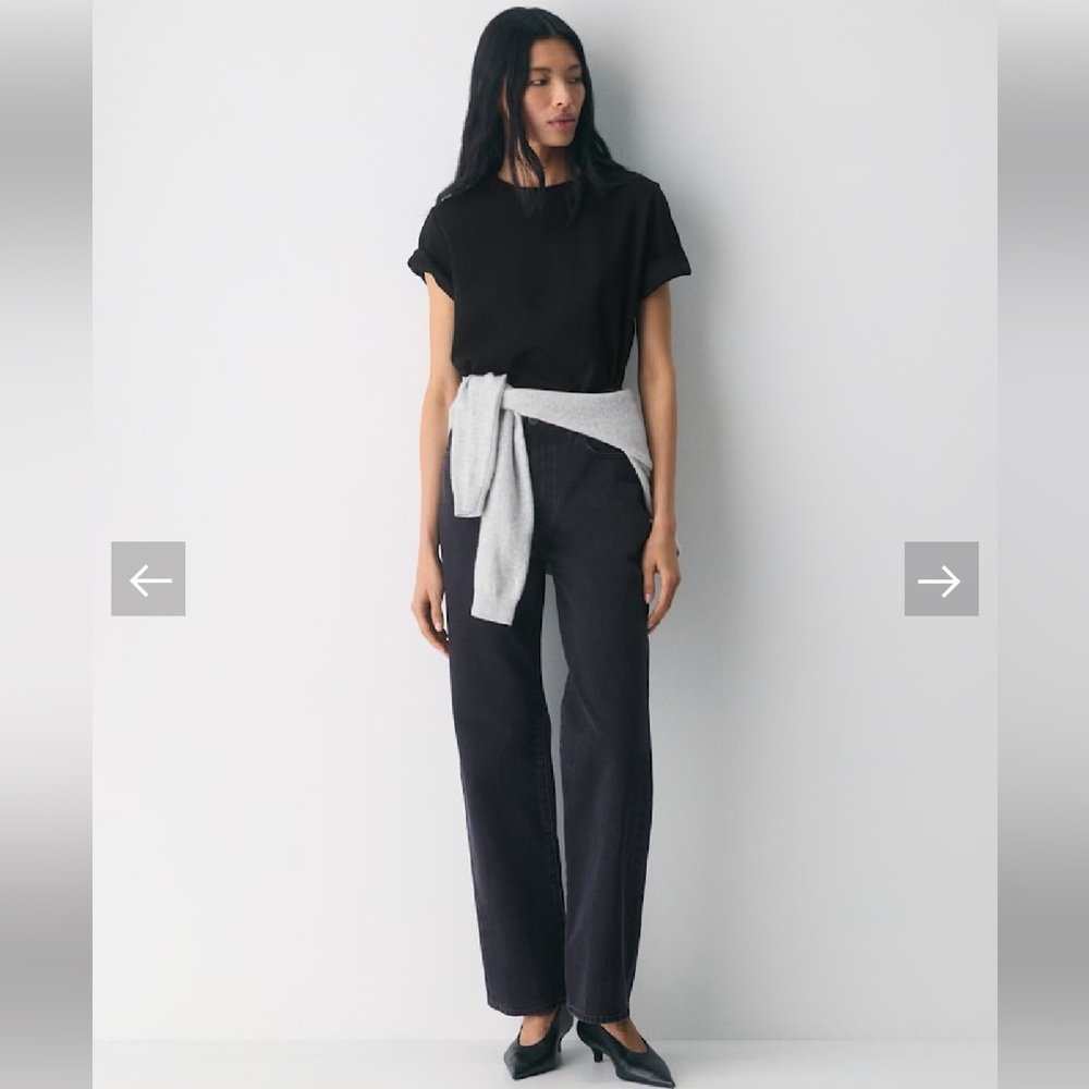 Denim Forum Farrah High-Waist Wide Leg Black Denim Jeans